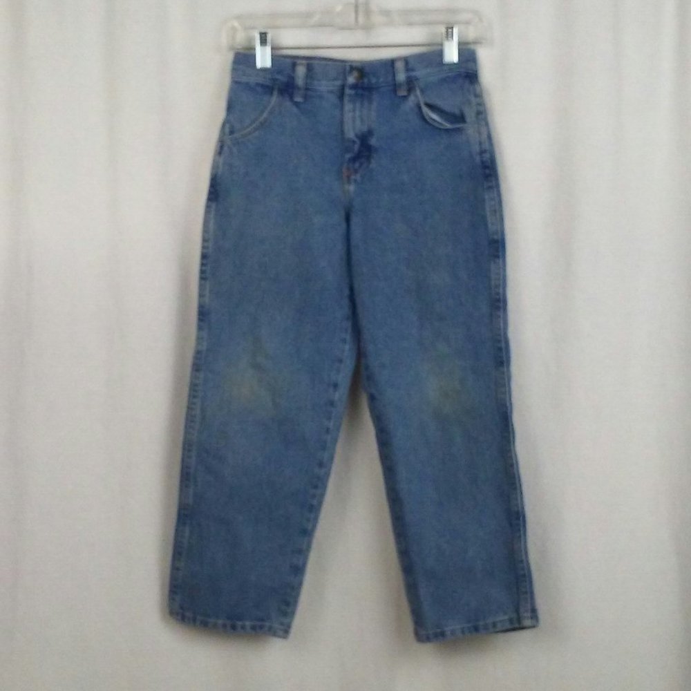 Rustler boys jeans Size 10 Husky Light blue denim Straight leg Heavyweight